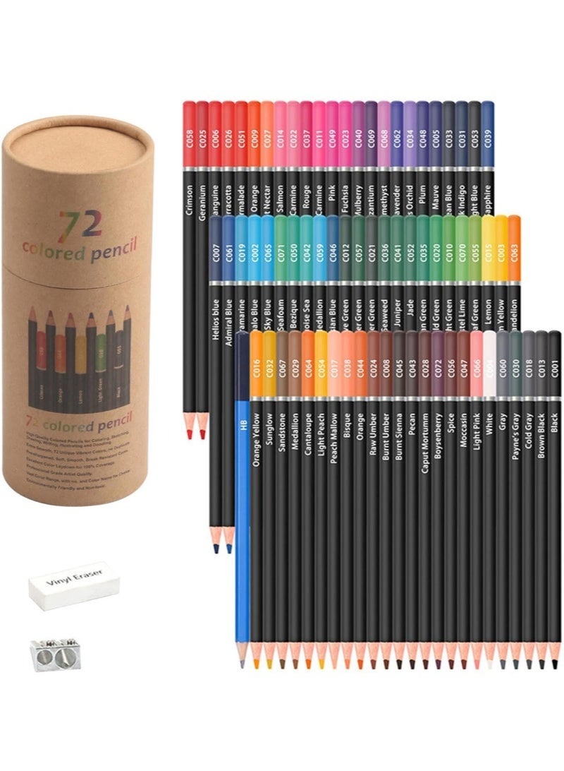 DURKU Soft Core Artist Pen, Artists Core Pencils Vibrant Colors, Colored Pencil 72 Colors, Professional Colored Pencils, Artists Colored Pen Set, Easy to Use, Portable for Sketching Mixing - Image 1